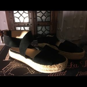 Raye brand black suede espadrilles flats